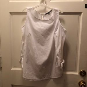 White cold-shoulder blouse